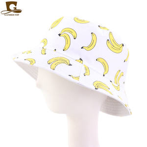 Buena calidad Juding 2020 la nueva mujer Primavera Verano al aire libre Sunbonnet Banana piña estampado <span class=keywords><strong>maceta</strong></span> plegable algodón pescador sombrero - Product Image 3