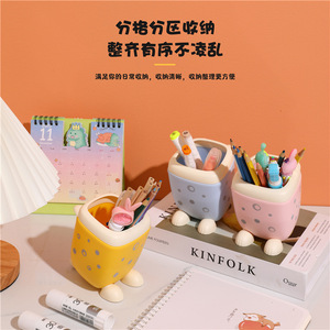 Multi Purpose Pen Holder Round PP Material 8.5x8.5x11.5cm For Student Desktop Storage - Product Image 3