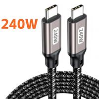 Kabel USB‑C ke USB‑C yang Tahan Lama dan Terjalin, PD3.1 240W, Pengisian Cepat, Kabel Daya Tinggi untuk Laptop, Ponsel, Power Bank
