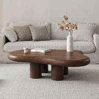 Table basse en bois de noyer plaqué, style minimaliste moderne, forme nuage, pour petit appartement, salon, style célébrité INS