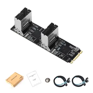 Tarjeta Adaptadora Interna <span class=keywords><strong>M</strong></span>.<span class=keywords><strong>2</strong></span> <span class=keywords><strong>M</strong></span>-key a 8 Puertos SATA 3.0 de 6GB/s para PC de Escritorio / NAS, Clave B, Clave <span class=keywords><strong>M</strong></span>, NGFF con <span class=keywords><strong>2</strong></span> Ranuras de Interfaz Mini SAS - Product Image 1