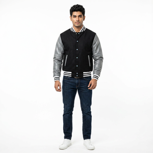 Premium Quality 100% Cotton Customizable Men's Winter Varsity Baseball Letterman Jacket with Front Logo Breathable Stand Collar - Product Image 1