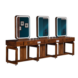 Miroir de <span class=keywords><strong>coiffure</strong></span> en bois pouvant stocker les <span class=keywords><strong>outils</strong></span> de coupe de cheveux, miroir double face, style rétro - Product Image 1