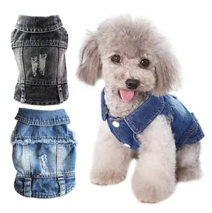 Summer Spring Autumn Fashion Solid Blue Jean Puppy Clothes Vest Small Denim Dog Pet Jacket CLASSIC Sustainable Coats & Jackets