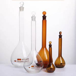 ขวดวัดปริมาตรแก้วโบโรซิลิเกตชนิดคอแหลม ทนกรด สำหรับห้องปฏิบัติการเคมี ขนาด 5-2000 มล. พร้อมจุกแก้ว - Product Image 2