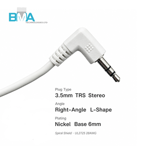 Kabel Audio Stereo 3.5mm Sudut Kanan OEM/ODM Panjang Kustom UL2725 28AWG PVC Putih untuk Koneksi Audio Speaker Headset - Product Image 3