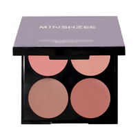 Grosir MINSHZEE OEM Eyeshadow kontur pencerah kulit Asia Vegan palet perona pipi riasan 4 warna kustom 2 dalam 1