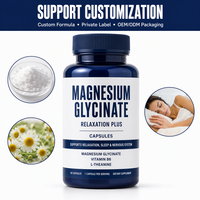 Capsules d'extrait de glycinate de magnésium haute puissance, formule de récupération musculaire, marque privée, distribution mondiale, fournisseur GMP ISO