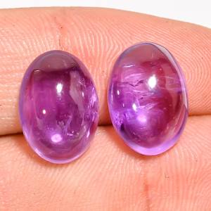 ขายส่งพลอยแอมะทิสต์ธรรมชาติทรงรีคู่ 16 กะรัต รุ่น GPJ-1140 สีม่วงขัดเงา ขนาด 14x10x7 มม. สำหรับทำเครื่องประดับ - Product Image 5