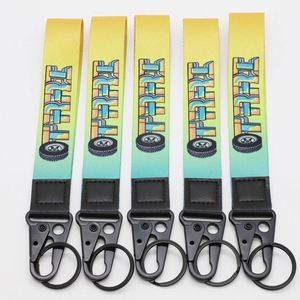 Custom Printed Short <b>Lanyard</b> with Leather End Key Ring Custom <b>Polyester</b> <b>Lanyards</b> for Outdoor Camping - Product Image 1