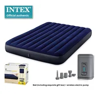 Intex Faltbare Aufblasbare Luftmatratze für Camping, Einzelbett, Verstärkt, für Outdoor und Zuhause, Große Beflockte Luftmatratze