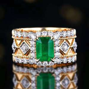 SGARIT Fine Jewelry 18k gold 1.23ct Natural <span class=keywords><strong>Kisa</strong></span> Midori Emerald Real Diamond Men Ring Jewellery con certificato GRC - Product Image 1