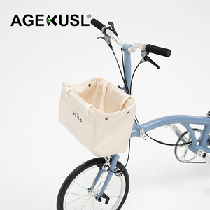AGEKUSL Canvas Vintage Front Basket Bag Ciclismo Bike Rack Pack Carrier Fit para <span class=keywords><strong>Brompton</strong></span> 3Sixty Bicicleta plegable - Product Image 1