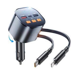 Xe Adapter Với Có Thể Thu Vào Sạc Pd 30W, <span class=keywords><strong>FM</strong></span> <span class=keywords><strong>Transmitter</strong></span> Đài Phát Thanh Receiver Handsfree Gọi & Âm Thanh Receiver Xe Sạc - Product Image 1