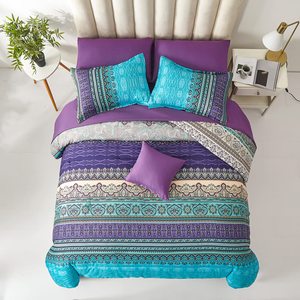 Nữ Hoàng Kích Thước 7 Pcs Bohemian Bộ Đồ Giường Quilt Đặt <span class=keywords><strong>Aqua</strong></span> Paisley Hoa Mềm Sợi Nhỏ Hoàn Chỉnh Bộ Đồ Giường Bộ Cho Tất Cả Các Mùa - Product Image 3