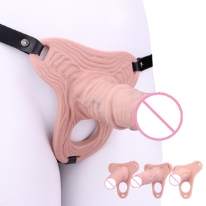 Wholesale Realistic Hollow <b>Dildo</b> Chastity Cage Silicone Abstinence Penis Ring Male Cock Lock Gay Penis Bondage Match Lock Belt - Product Image 1