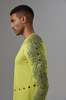 T-shirt à manches longues 100% fibre élastique composite pour homme, T-shirt antibactérien 7A à coupe ajustée pour la salle de sport et la course à pied