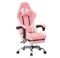 Chaise de jeu inclinable en PVC rose avec repose-pieds rétractable et réglable en hauteur, vente en gros d'usine, approvisionnement en vrac