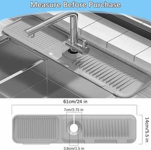 Kitchen Bathbroom Drip <b>Protector</b> Splash Guard Catcher Reusable Silicone Faucet Absorbent <b>Mat</b> for <b>Sink</b> Faucet - Product Image 3