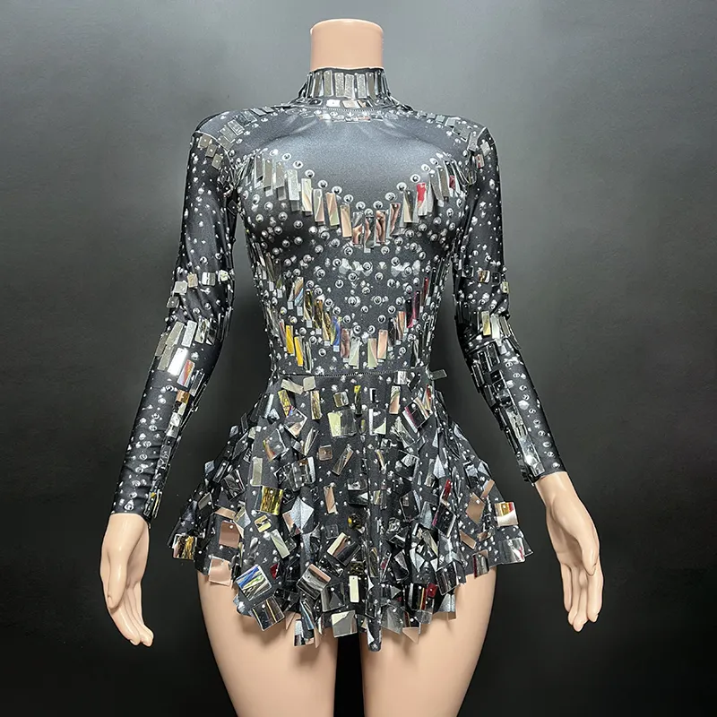 Elegante vestido de fiesta de LICRA para mujer, mini vestido negro con lentejuelas, 2023