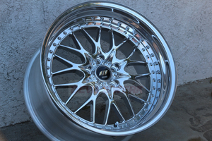 Rcsr एल्यूमीनियम मिश्र धातु पहियों काम करता है rezax ii 15-26 इंच रेसिंग स्पोर्ट मेष डिजाइन दो और तीन टुकड़े जाली पहियों ट्रिपल क्रोम क्रोम - Product Image 3