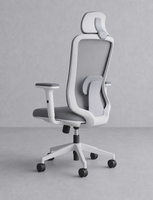 Chaise de bureau pivotante réglable à dossier haut de conception moderne gris avec appui-tête