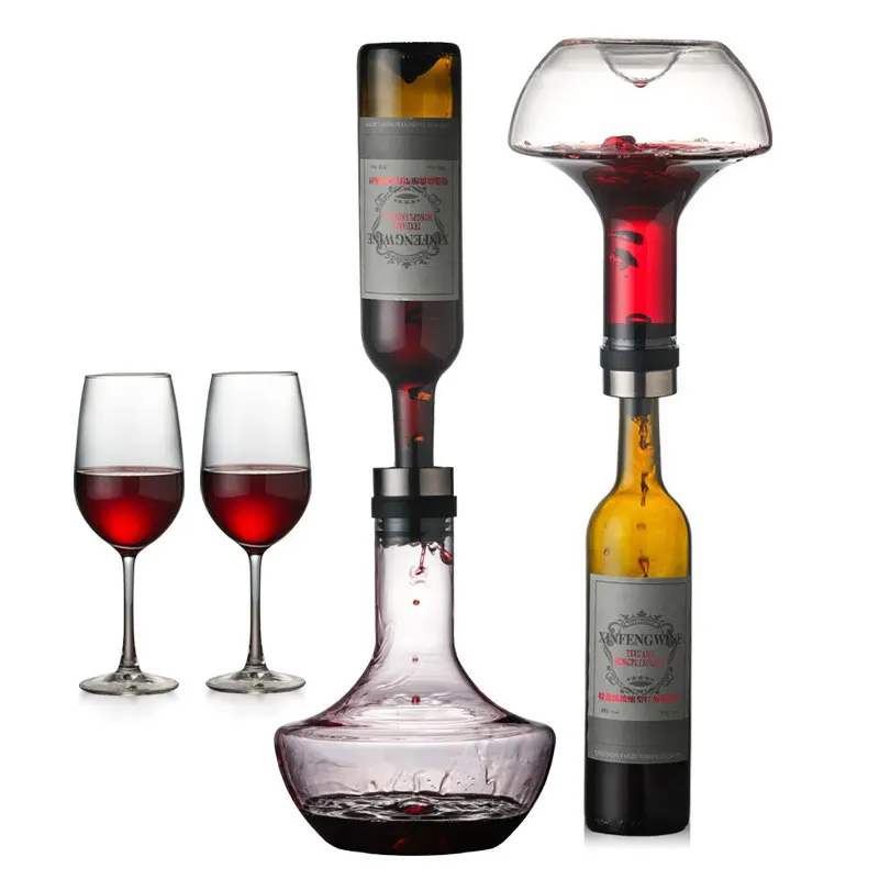 Hot Selling Glass Whiskey Wine Decanter Lead Free Crystal Brandy Pourer Aerator Jug Champagne Bottle Restaurant Bar Supplies Set