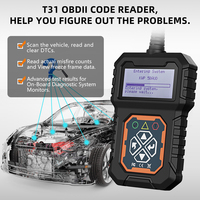 Escáner de código OBD2 para coche T31 de 12V, lector de código para coches de 1996 y posteriores de 12V, herramienta de diagnóstico de fallas de lectura de luz de motor de verificación