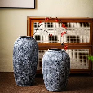 Vase <span class=keywords><strong>en</strong></span> <span class=keywords><strong>terre</strong></span> <span class=keywords><strong>cuite</strong></span> bleu vintage, pot <span class=keywords><strong>en</strong></span> céramique de Chaozhou, vente <span class=keywords><strong>en</strong></span> gros de vases décoratifs pour la décoration Wabi Sabi - Product Image 1