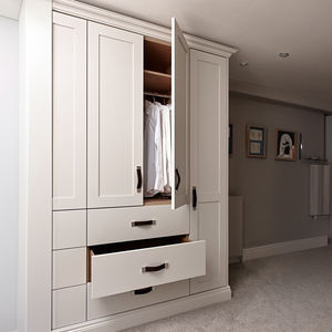 Farmhouse White Solid Wood Storage Wardrobe Large Closet with Open <b>Shelves</b> <b>Rustic</b> Style for Country Home Decor - Product Image 5