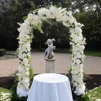 Arc rond en métal blanc, toile de fond de fleurs, pour décorer un mariage, installation facile