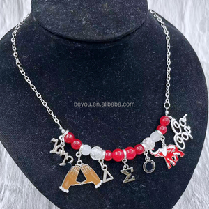 Personalizado rojo blanco dos tamaños cuentas cadena DST 13 Palm OOOOP elefante Rhinestone colgante collar joyería accesorio - Product Image 3