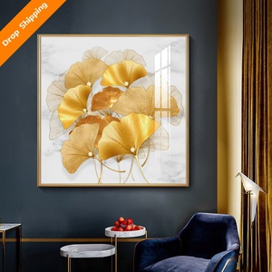Venta Directa de Fábrica, Pintura Decorativa de Pared con Hojas de Ginkgo en 5D, Pintura de Porcelana de Cristal de Lujo - Product Image 3