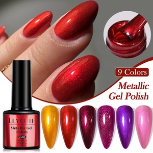 Lilycute Kim Loại Gel Nail Polish Red Rose Gương Men Gel UV LED Bán Vĩnh Viễn Kết Cấu Vỏ Long Lanh Gel Varnish Cho Móng Tay - Product Image 3