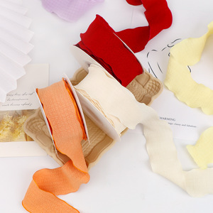 Nine-Colored Ribbon 4Cm Pleated Tulle Fishtail Texture Ruffled Floral Bouquet Ribbon Diy Craft Decor - Product Image 4