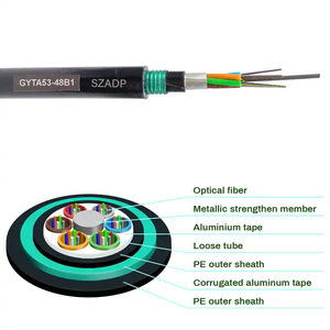 <span class=keywords><strong>Cable</strong></span> de <span class=keywords><strong>Fibra</strong></span> <span class=keywords><strong>Óptica</strong></span> para Exteriores GYTA de 4, 8 y 24 Núcleos, <span class=keywords><strong>Cable</strong></span> de <span class=keywords><strong>Fibra</strong></span> <span class=keywords><strong>Óptica</strong></span> G652D para FTTH, Buenas Propiedades Mecánicas - Product Image 1