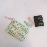 Grosir kustom desain Logo pola emas lembut mewah wanita perlengkapan mandi tas kosmetik Travel katun kanvas bunga dompet tas rias