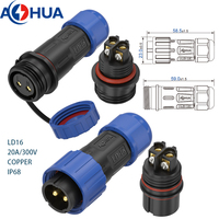 Connecteur étanche LD16 à 2 broches, fil à fil, 20A 300V, borne à vis IP68, mâle-femelle, pour usage industriel