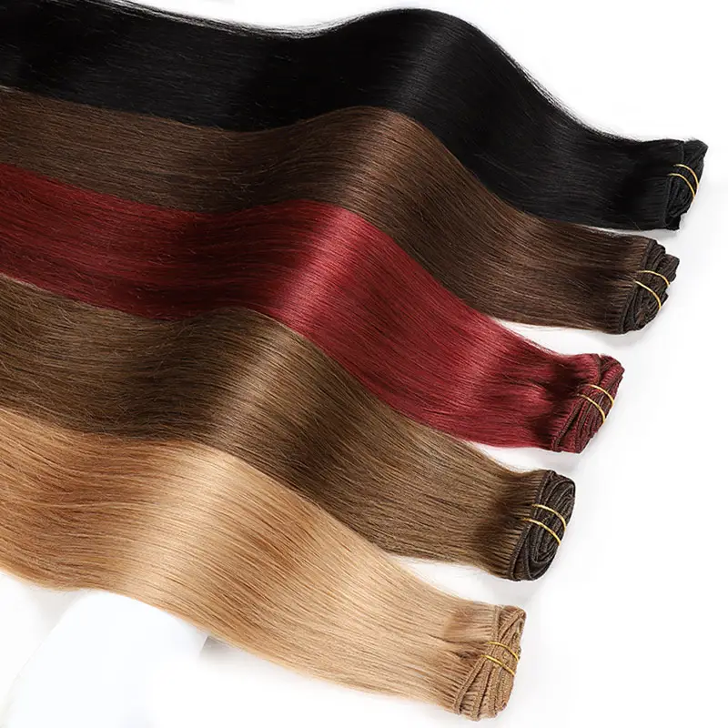 Seamless clip in hair extension 24 inch double wholesale natural remy 100% human hair virgin invisible clip in extensions