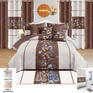 豪華な冬の家の寝具セットキングサイズのベッドカバーとカーテンTrevitaMotelベッドカバーキルト
