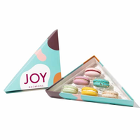 Custom Designed Mini Donut Cake Container Personalized Plastic Insert Paper Triangle Bakery Macaron Cake Box Packaging Chocolate