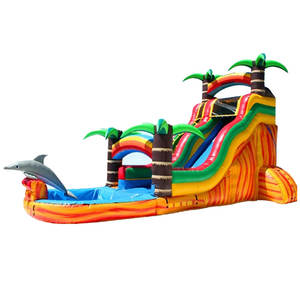 Glissière d'eau gonflable à Double voie pour enfants, palmier Tropical, <span class=keywords><strong>piscine</strong></span> pour enfants <span class=keywords><strong>et</strong></span> adultes, bon marché, - Product Image 5