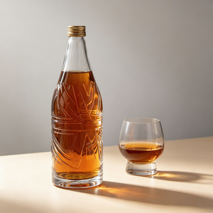 Botella de Vidrio de 700 ml, Botellas de Vino de Vidrio con Patrón Geométrico de Gran Capacidad, Adecuadas para Envasar Vodka, Whisky y Vino de Frutas - Product Image 6