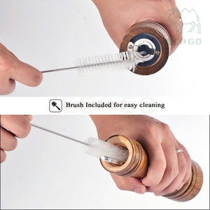 Luxury Kitchen Organizer Oak Wood Spice Holder <b>Pepper</b> Bottle Mills Shakers Salt and <b>Pepper</b> <b>Grinder</b> Set with Cleaning Brush - Product Image 5