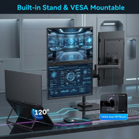 Moniteur portable en aluminium CNC pour ordinateur portable, 18,5 pouces, 1080P, 60 Hz, 1920x1080, fréquence de rafraîchissement de 6 ms, prise en charge de 3 écrans, TFT, haut-parleur intégré