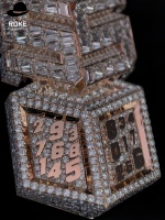 Pendentif personnalisé certifié IGI en or 9K-18K/or rose, diamant de laboratoire VVS entièrement glacé, collier hip-hop - Testeur de diamant inclus