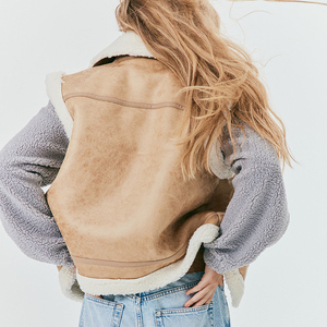 Nouvel arrivage de veste en molleton doux personnalisé à la mode manteau à col rabattu <span class=keywords><strong>sans</strong></span> manches blouson d'aviateur gilet pour femmes - Product Image 3