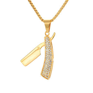 Hip Hop Shaver 18K chapado en oro Cubic Zirconia impermeable no deslustre Acero inoxidable joyería de moda colgantes para Mujeres Hombres Hombre - Product Image 6