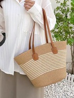 Nouveau style 2026 – Sac à main tissé pour femme – Cabas de plage grande capacité, sac seau à bandoulière au design haut de gamme
