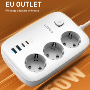 Nueva llegada LDNIO SE2 3250W Power Strip Extension Socket 3 EU Outlets con 4 SUB 13A Enchufe eléctrico Estándares DE LA UE - Product Image 1